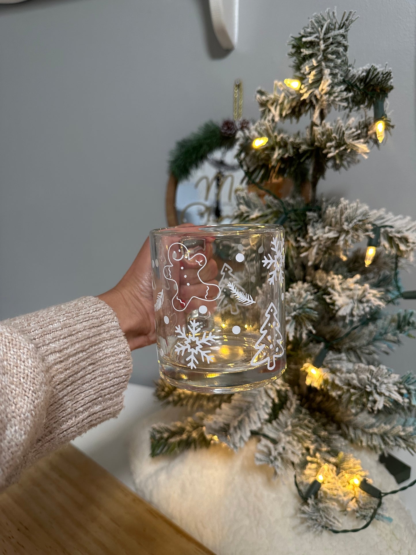 Gingerbread Christmas Glass Mug
