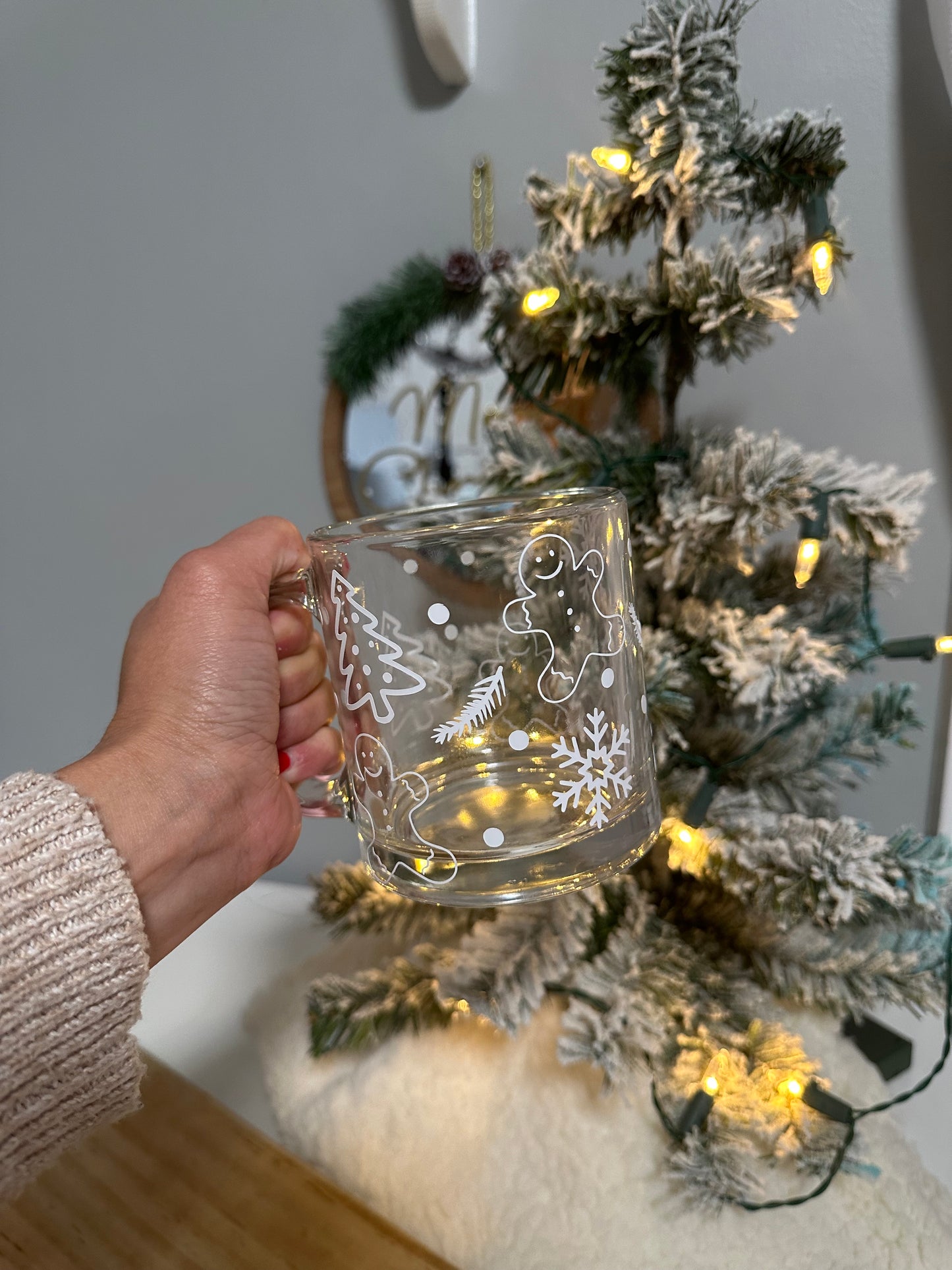 Gingerbread Christmas Glass Mug