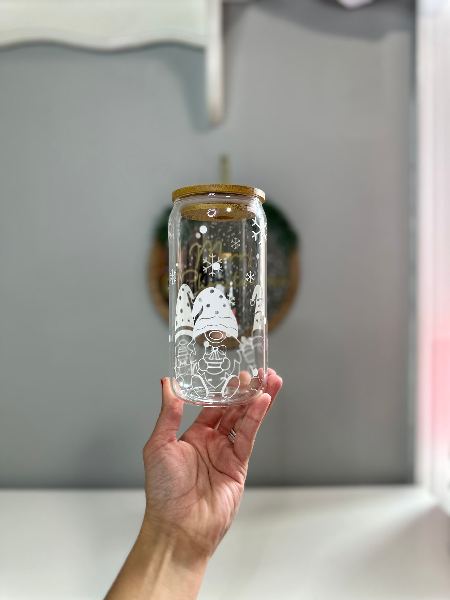 Winter Gnomies Glass Cup