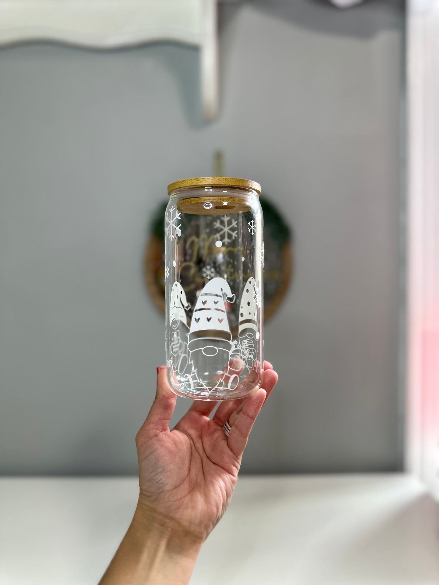 Winter Gnomies Glass Cup