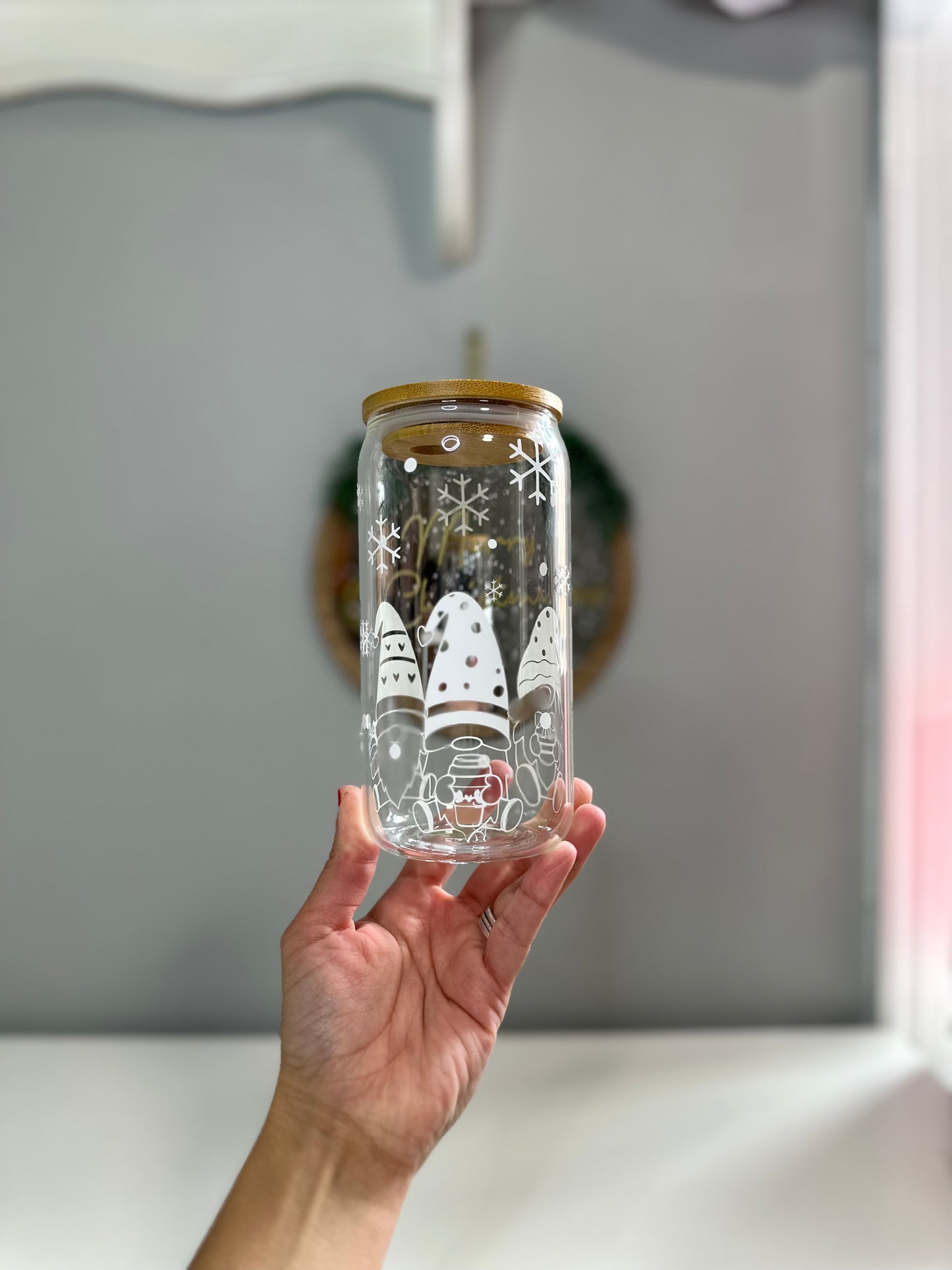 Winter Gnomies Glass Cup