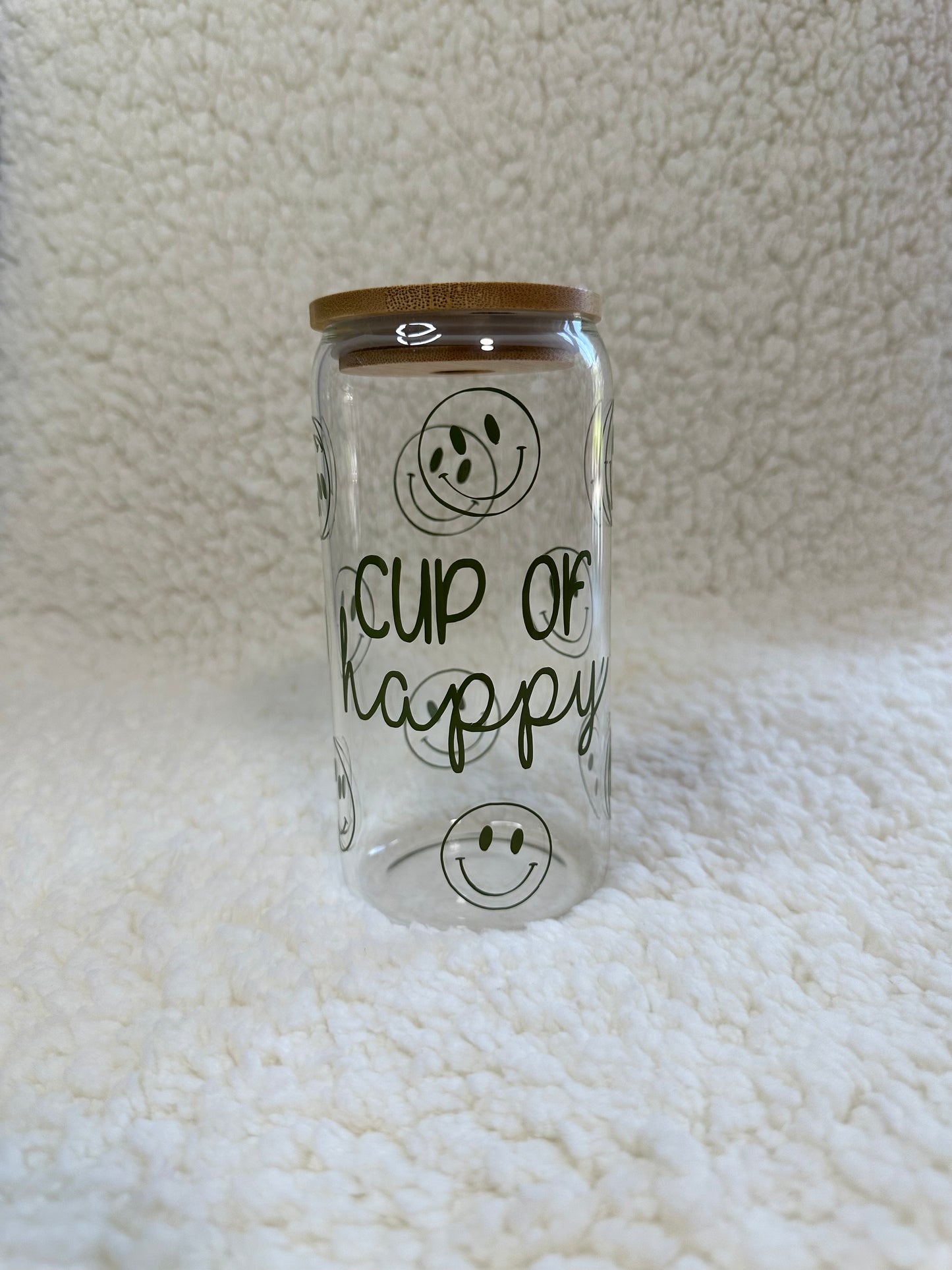 Cup Of Happy Glass Cup