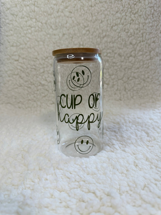 Cup Of Happy Glass Cup
