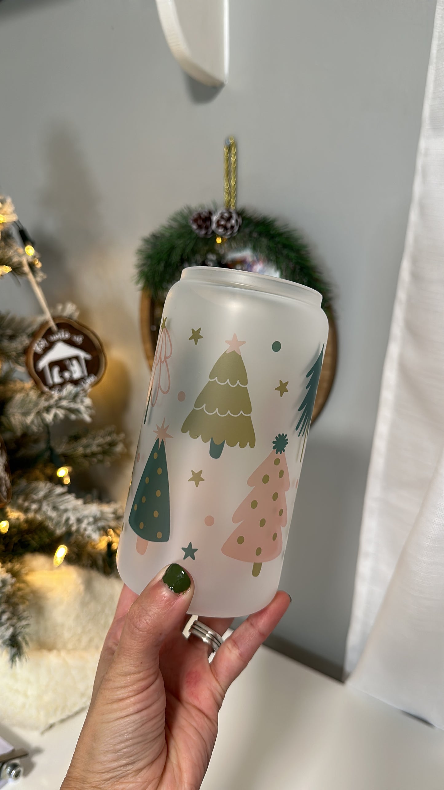 Girly Christmas Tree Glass Cup